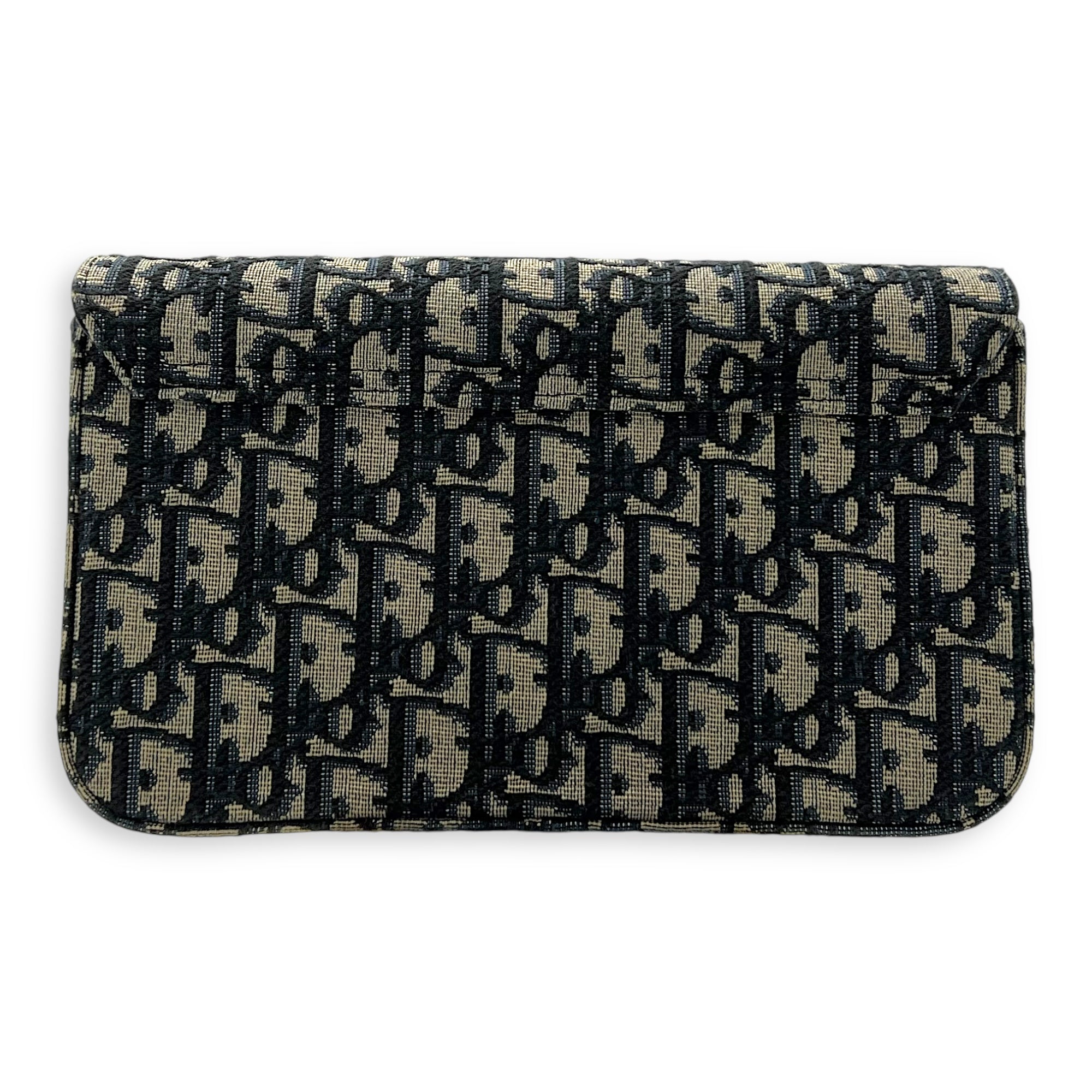 Christian Dior Saddle Wallet On Chain Blue in Jacquard, Gold hardware_2