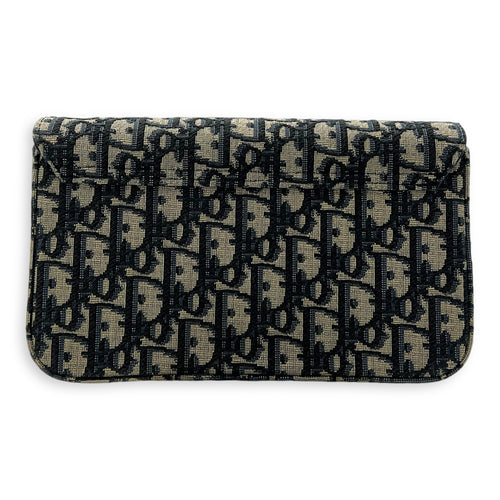 Christian Dior Saddle Wallet On Chain Blue in Jacquard, Gold hardware_2