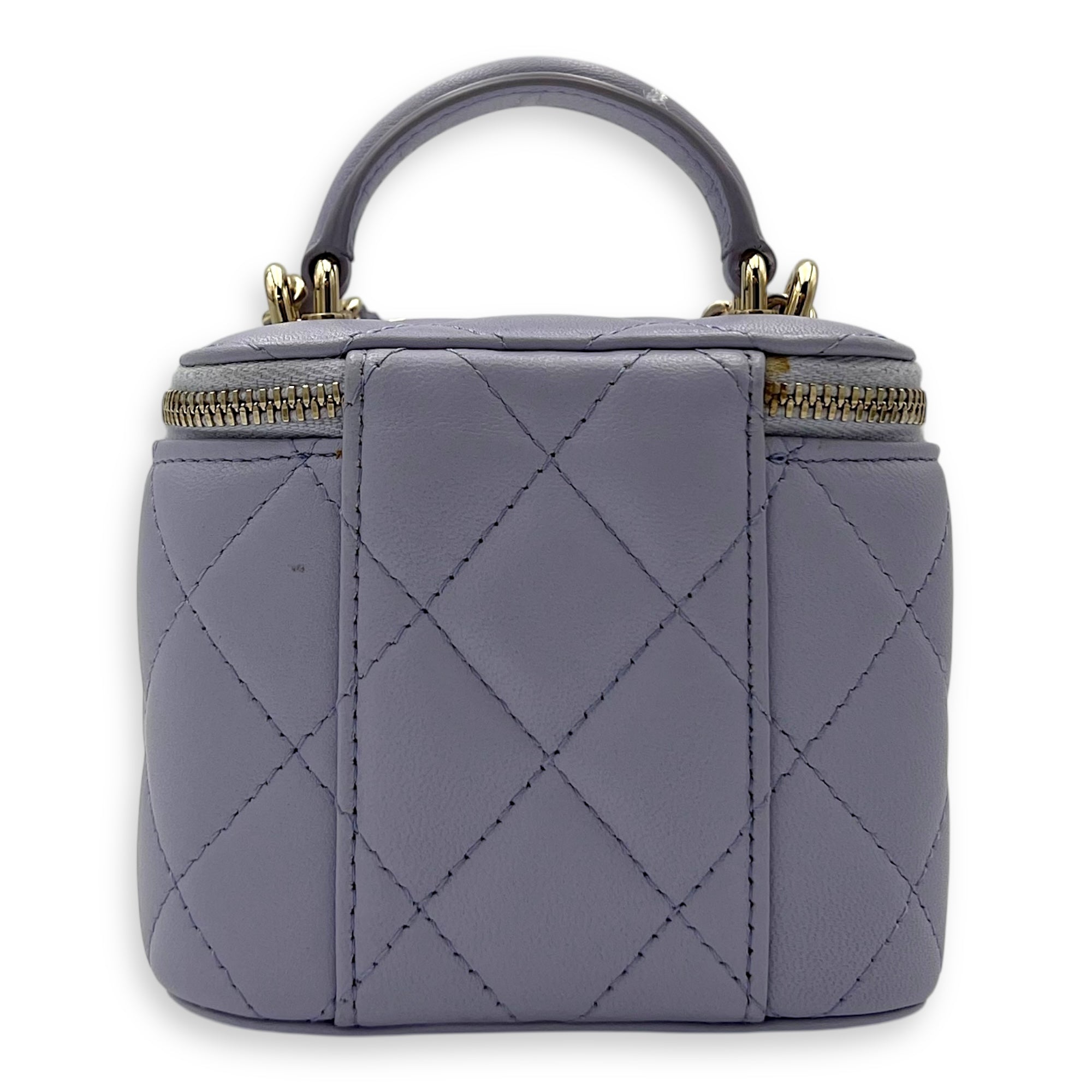 Chanel Vanity Crossbody Bag Mini Purple in Lambskin, Gold hardware_2