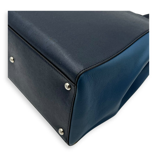 Fendi 2Jours Top Handle Bag Blue in Calfskin, Silver hardware_11