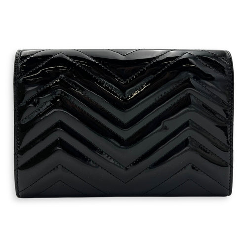 Gucci GG Marmont Wallet On Chain Black in Patent Leather, Lacquered Metal hardware_2