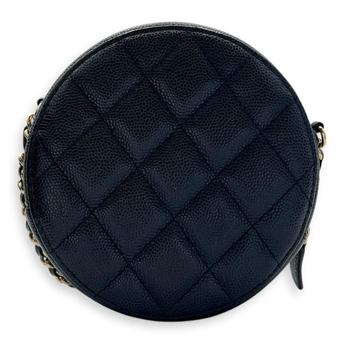 Chanel GHW mini round Crossbody Bag Mini Blue in Caviar Leather, Gold hardware_2