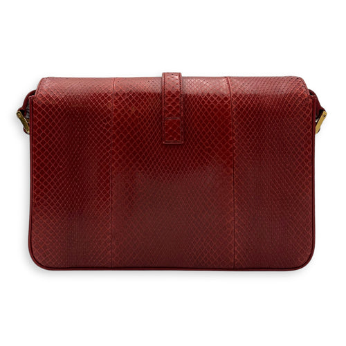 Saint Laurent Monogram Universite Crossbody Bag Red in Python Leather, Gold hardware_2