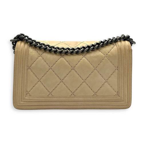 Chanel Boy Crossbody Bag Medium Beige in Calfskin, Silver hardware_2