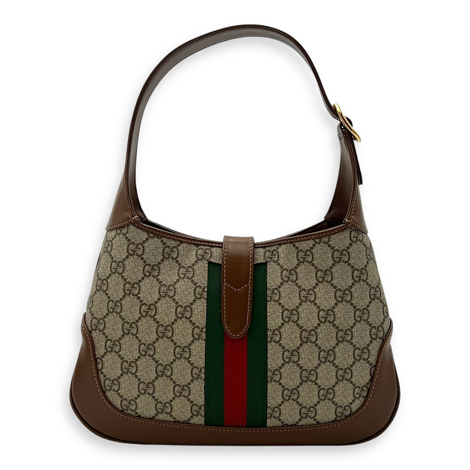 Gucci Jackie 1961 Top Handle Bag Brown in Coated Canvas, Gold hardware_2