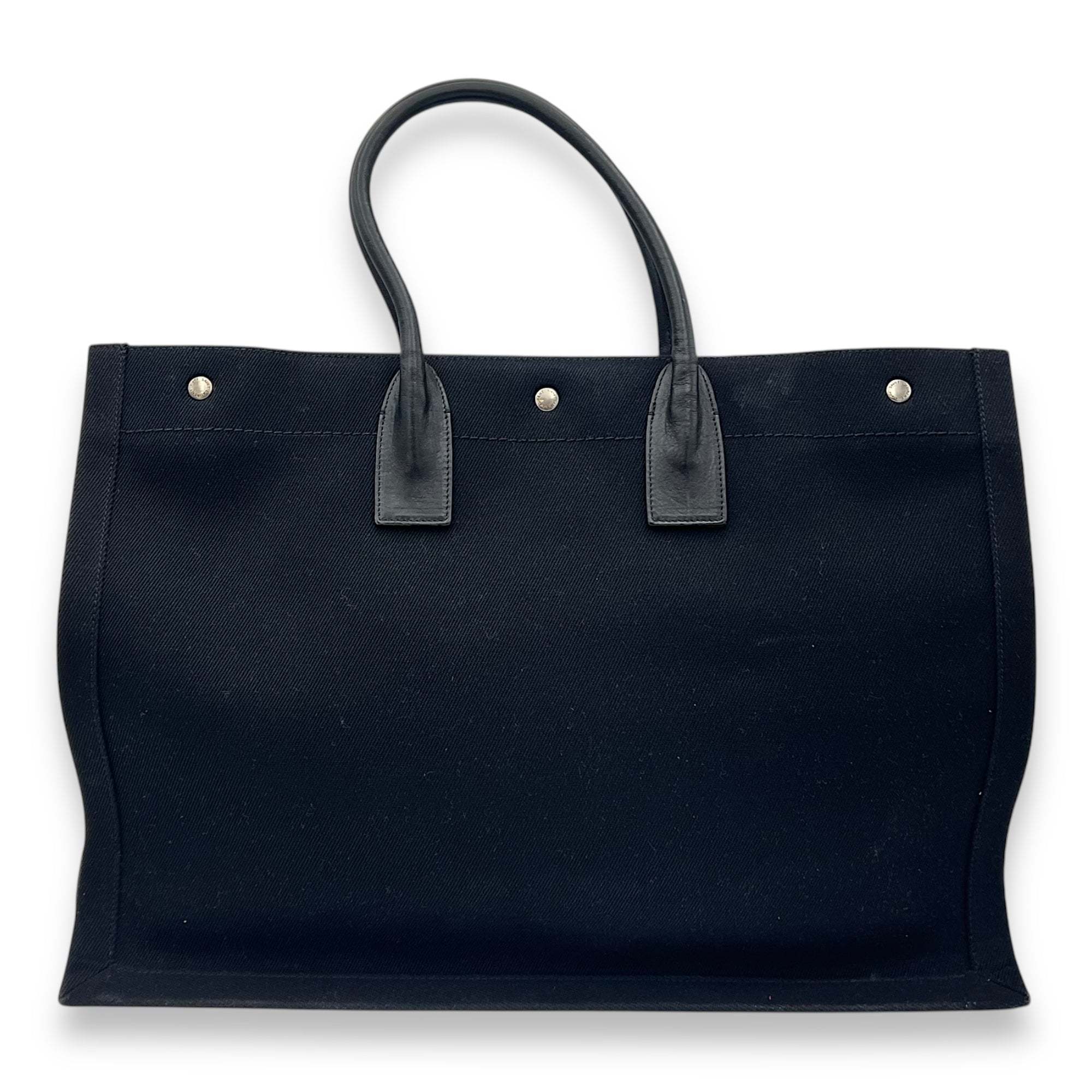 Saint Laurent Rive Gauche Tote Bag Black in Canvas, Silver hardware_2