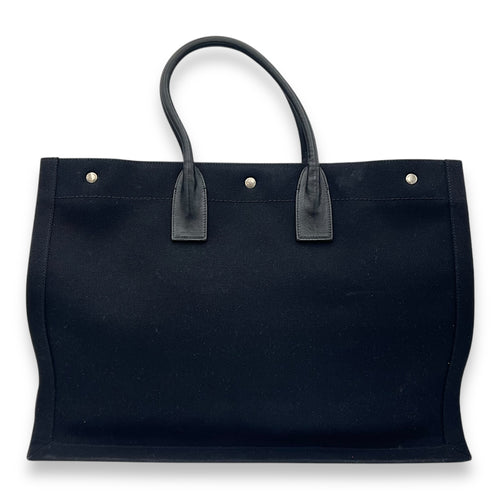 Saint Laurent Rive Gauche Tote Bag Black in Canvas, Silver hardware_2