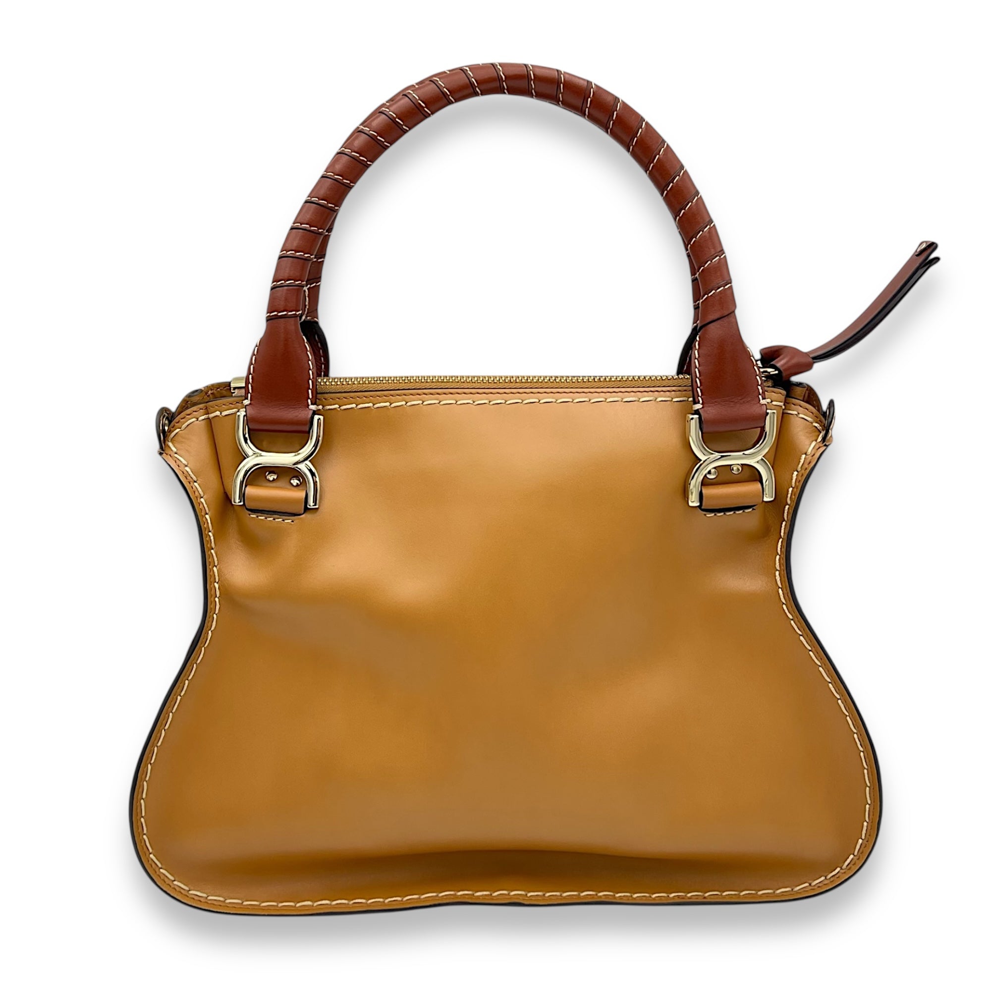 Chloé Marcie Top Handle Bag Brown in Calfskin, Gold hardware_2