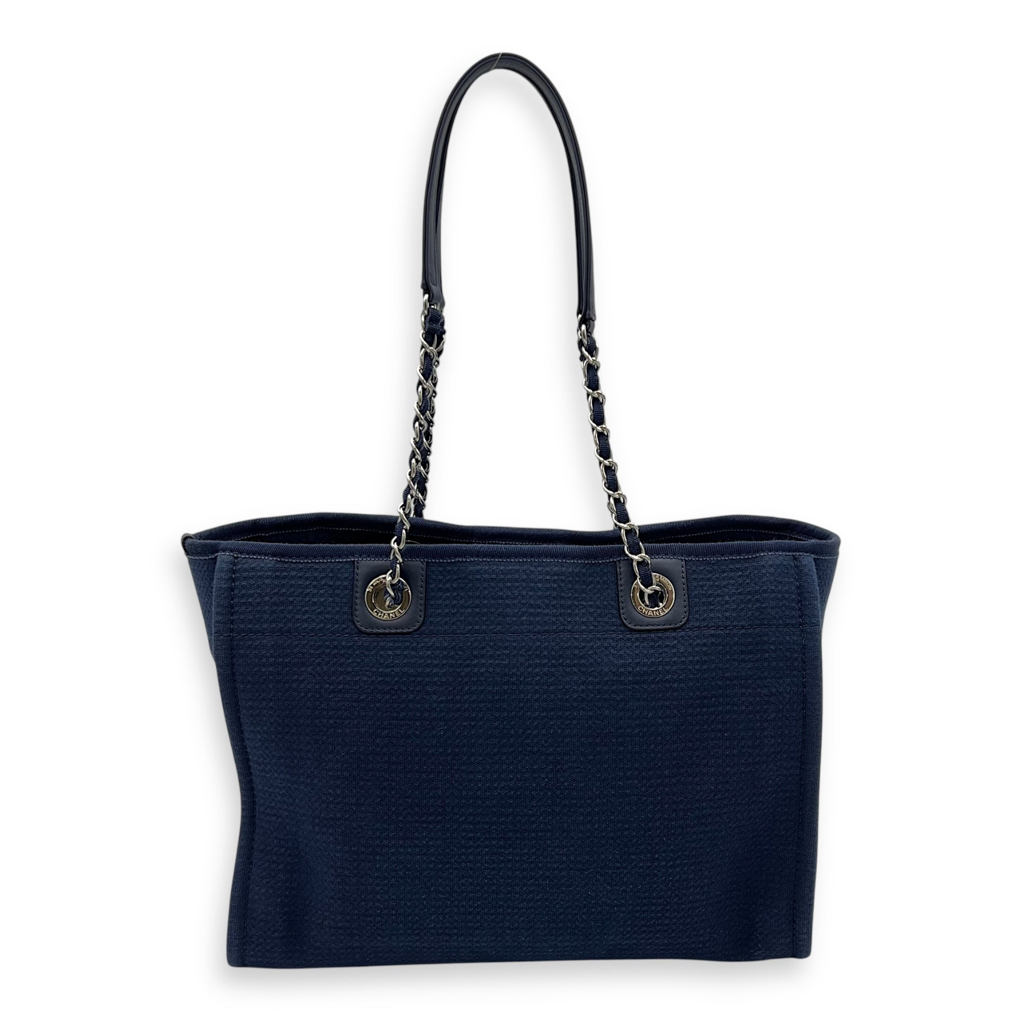 Chanel Deauville Small Blue Tote Bag in Canvas, Silver hardware_2
