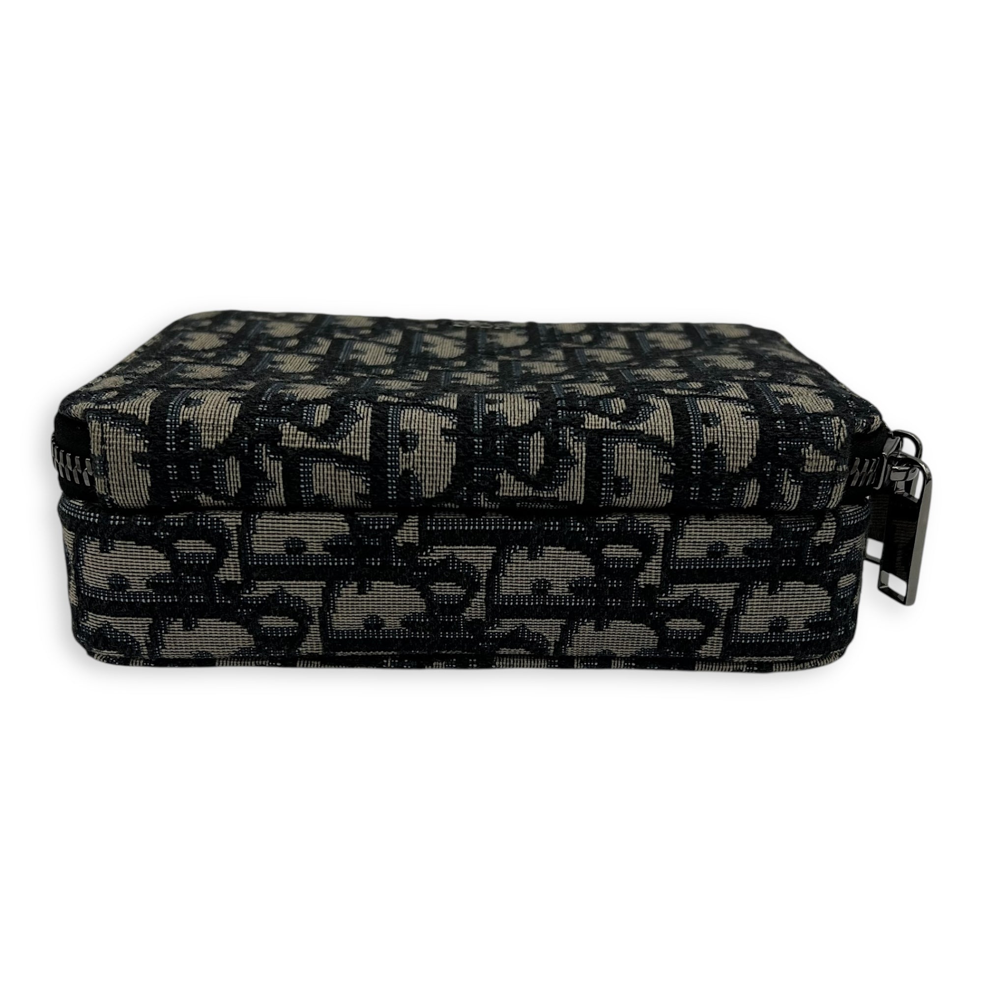 Christian Dior Zipped Pouch Shoulder Bag Blue in Jacquard, Silver hardware_5