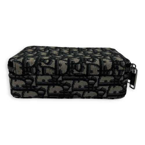 Christian Dior Zipped Pouch Shoulder Bag Blue in Jacquard, Silver hardware_5