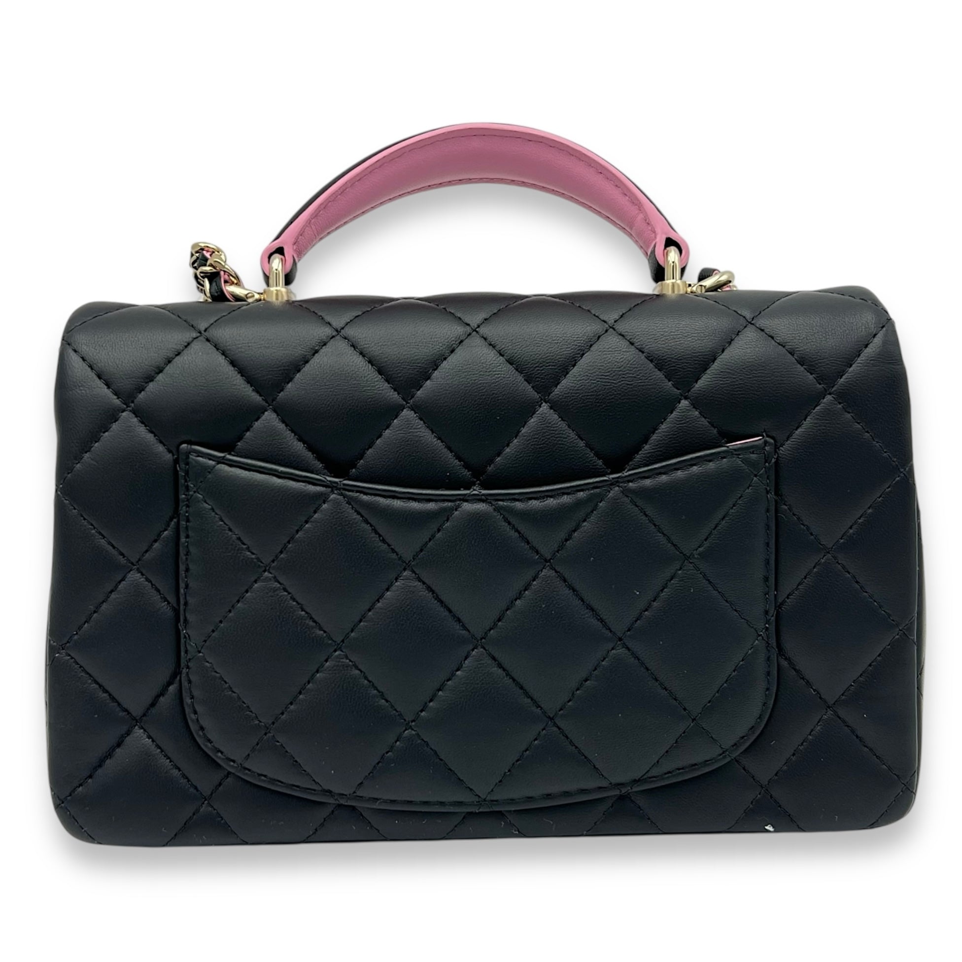 Chanel Rectangle Top Handle Bag Black in Lambskin, Gold hardware_2