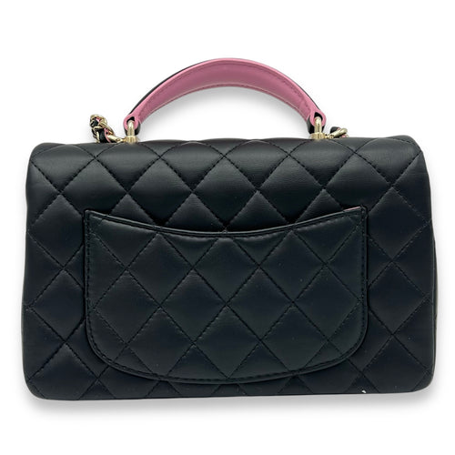 Chanel Rectangle Top Handle Bag Black in Lambskin, Gold hardware_2