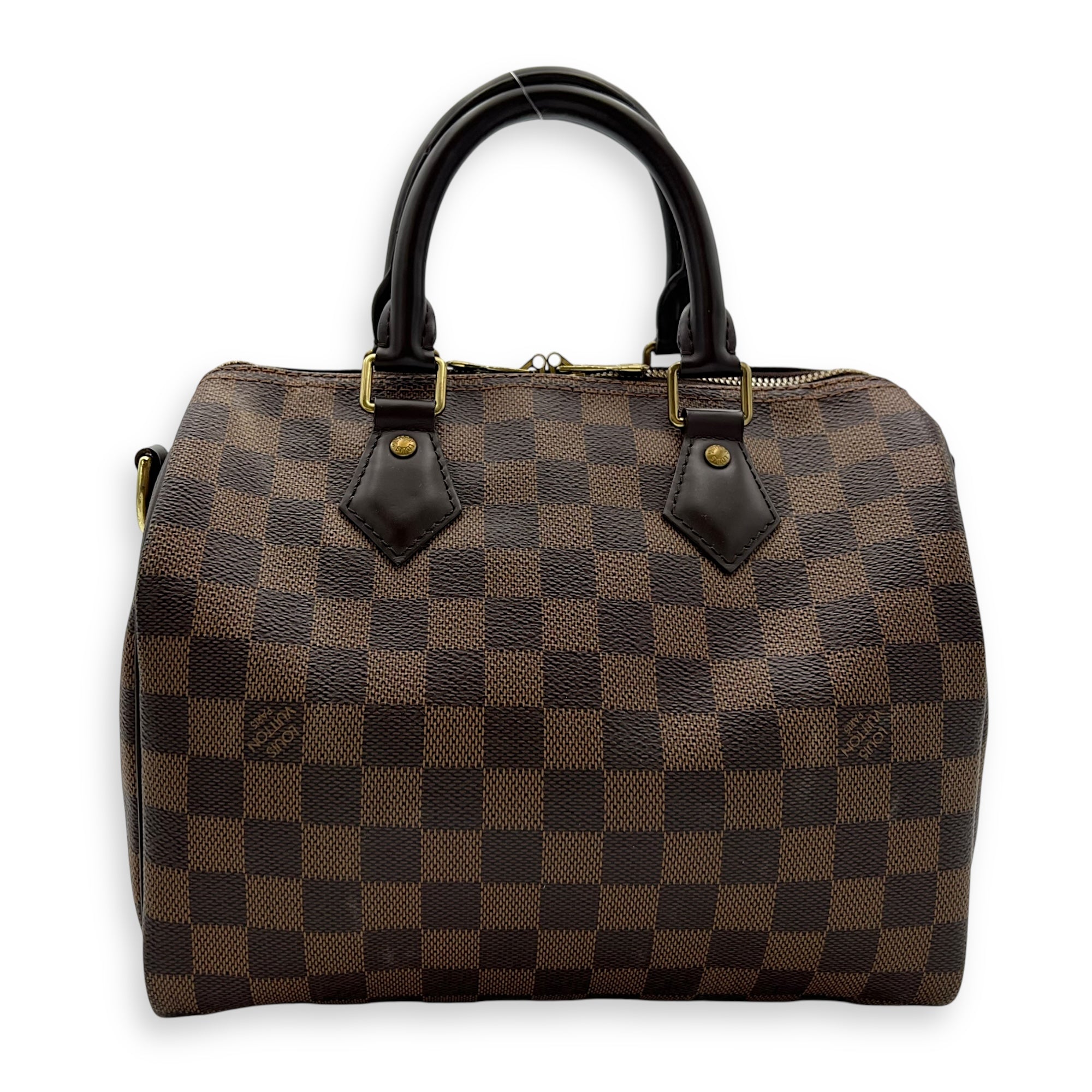 Louis Vuitton Speedy Bandouliere Top Handle Bag 25 Brown in Coated Canvas, Gold hardware_2