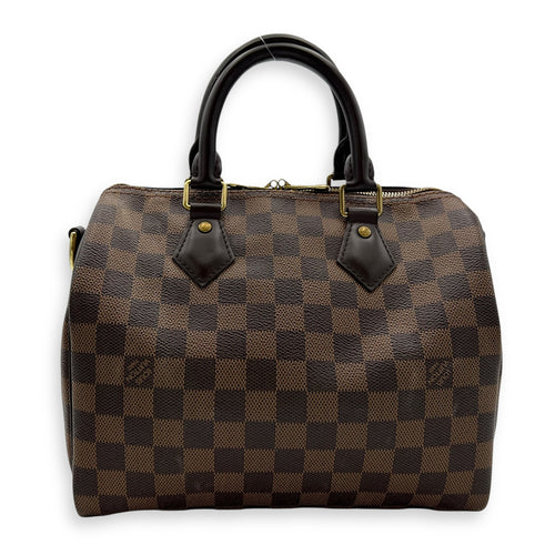 Louis Vuitton Speedy Bandouliere Top Handle Bag 25 Brown in Coated Canvas, Gold hardware_2