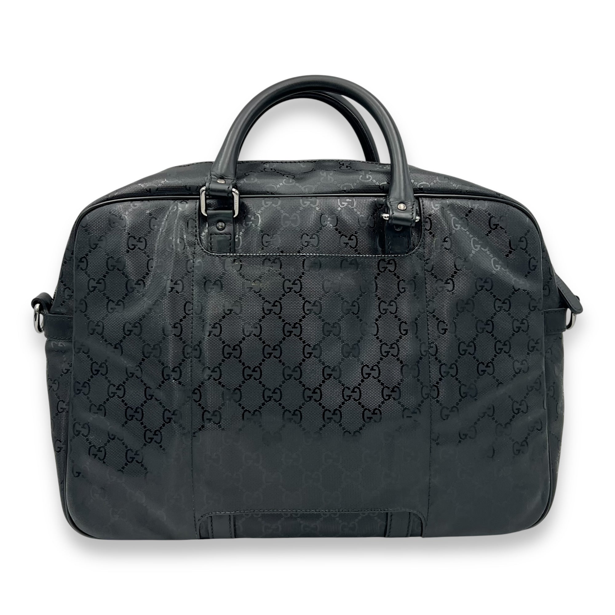 Gucci GG Top Handle Bag Black in Coated Canvas, Silver hardware_2