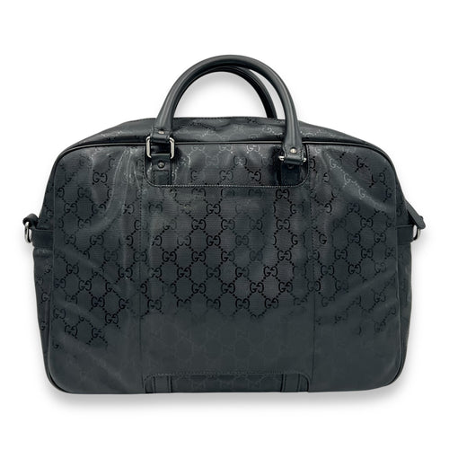 Gucci GG Top Handle Bag Black in Coated Canvas, Silver hardware_2