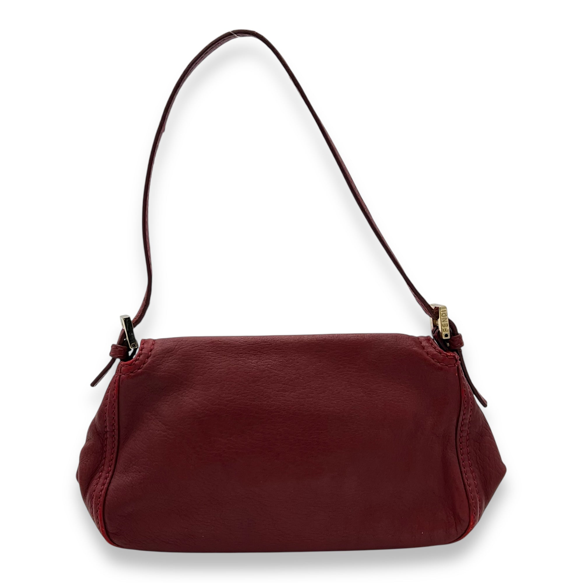 Fendi Baguette Shoulder Bag Red in Calfskin, Gold hardware_2