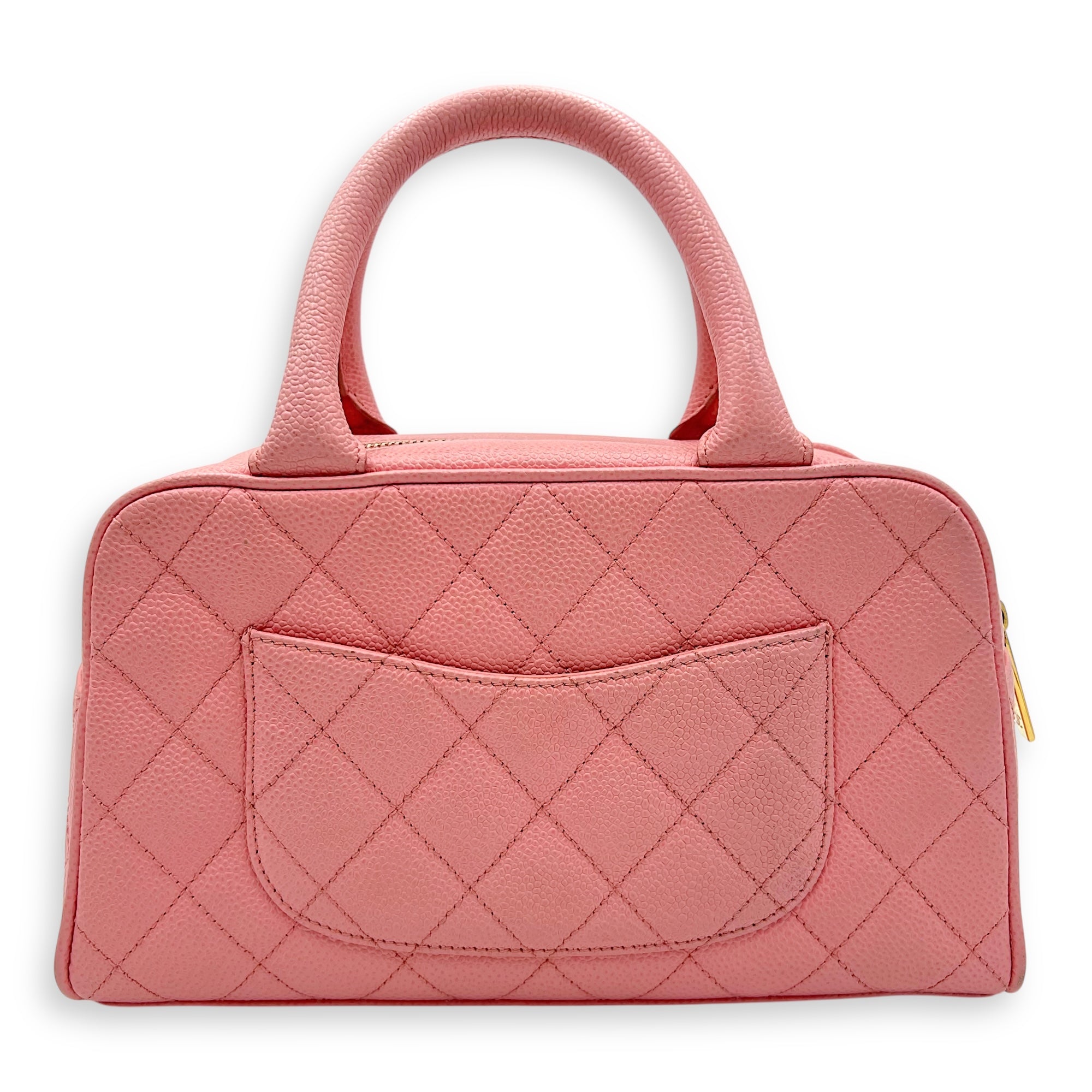 Chanel Bowling Pink Top Handle Bag in Caviar Leather, Gold hardware_2