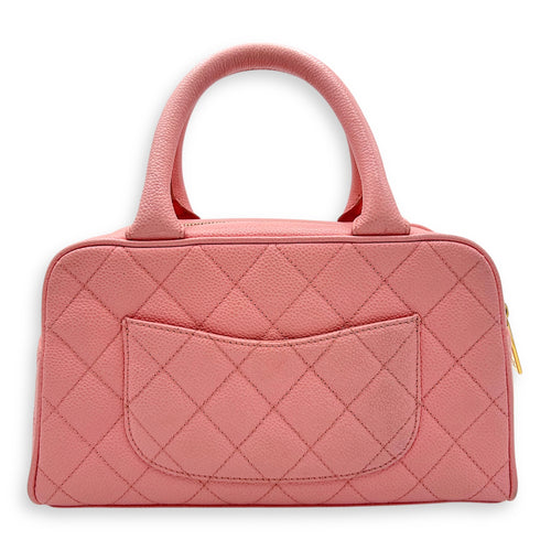 Chanel Bowling Pink Top Handle Bag in Caviar Leather, Gold hardware_2