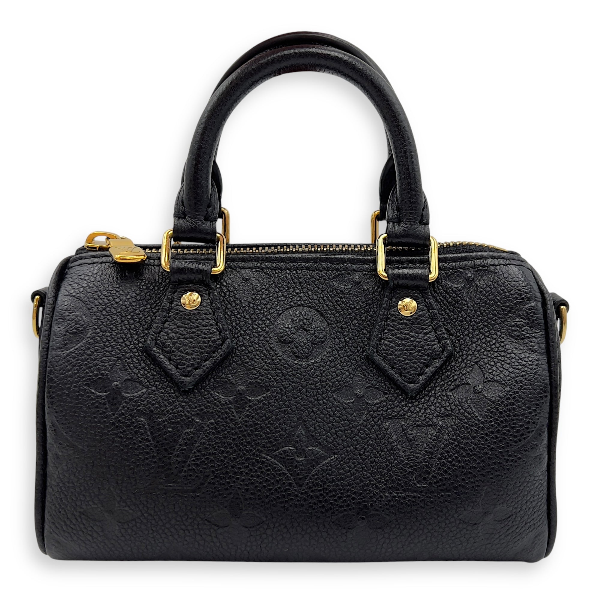 Louis Vuitton Speedy Nano Black Top Handle Bag in Monogram Empreinte Leather, Gold hardware_2