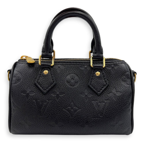 Louis Vuitton Speedy Nano Black Top Handle Bag in Monogram Empreinte Leather, Gold hardware_2