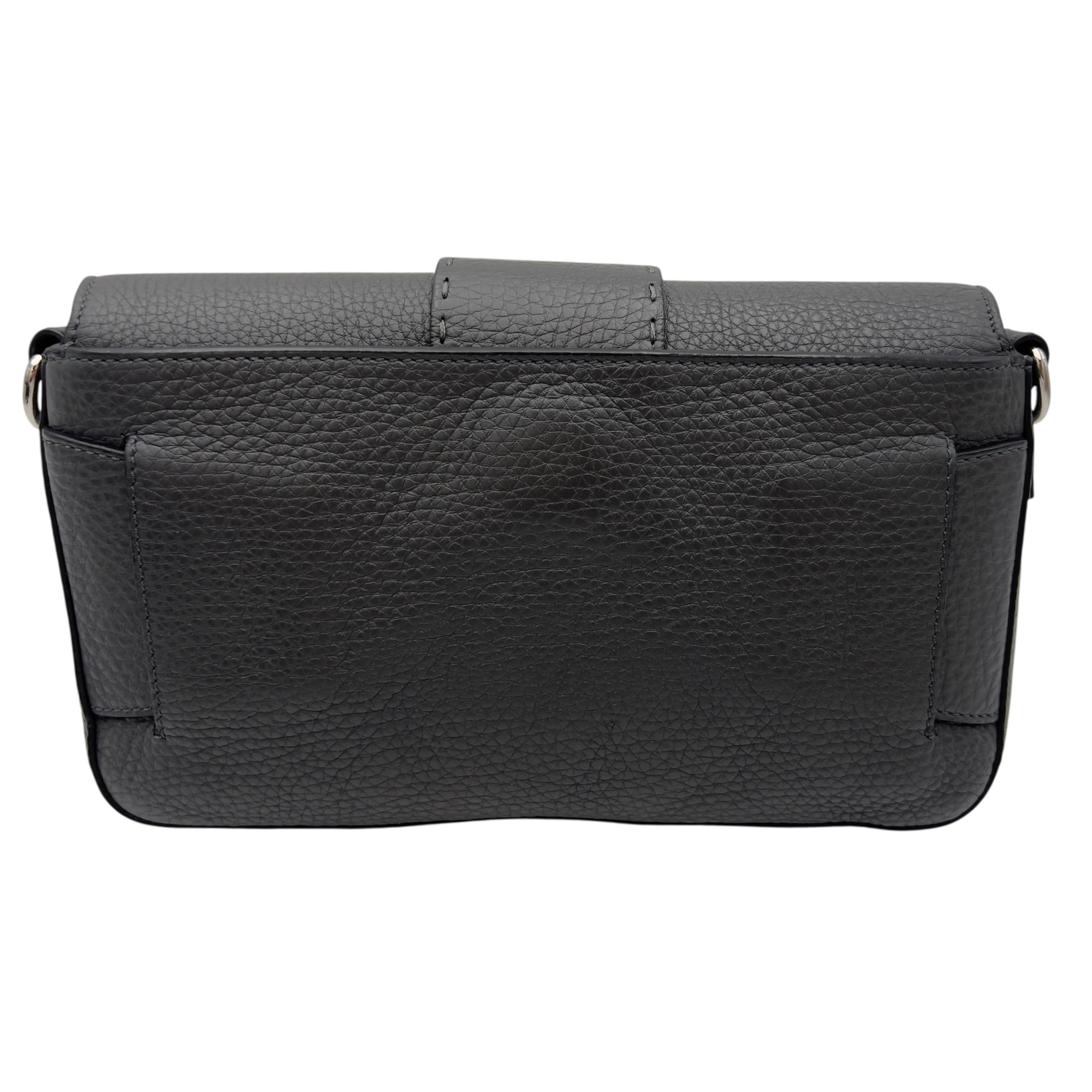 Fendi Baguette Crossbody Bag Small Grey in Calfskin, Silver hardware_2