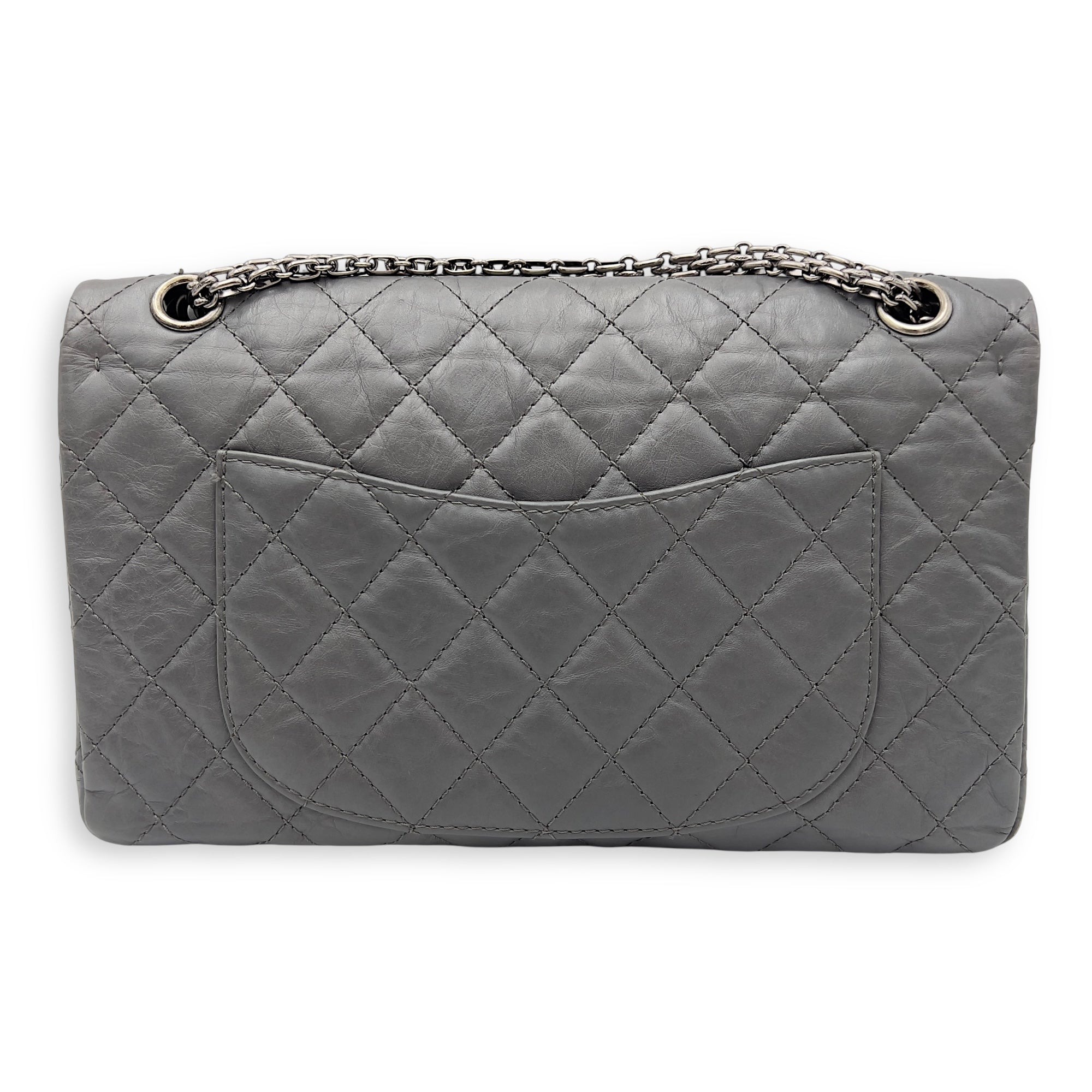 Chanel 2.55 Shoulder Bag Grey in Calfskin, Ruthenium hardware_2