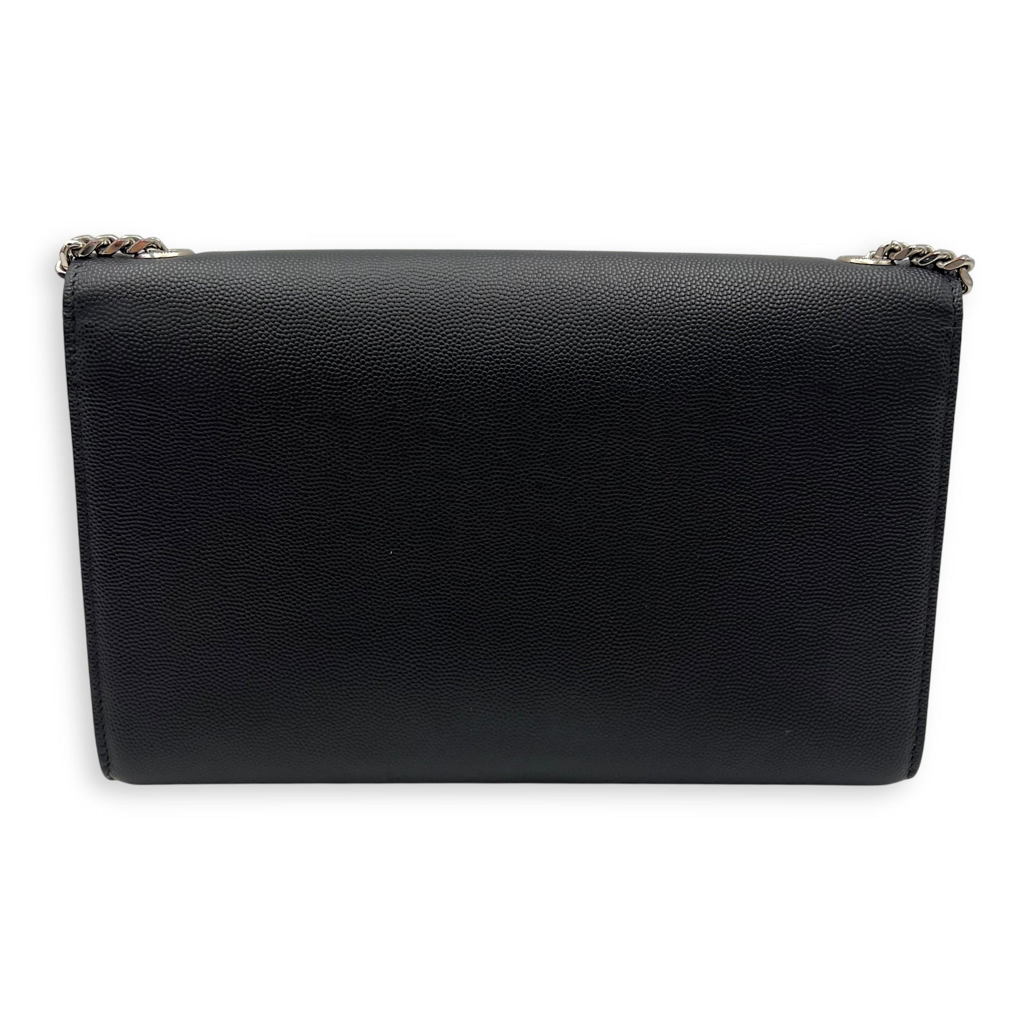 Saint Laurent Kate Crossbody Bag Black in Calfskin, Silver hardware_2