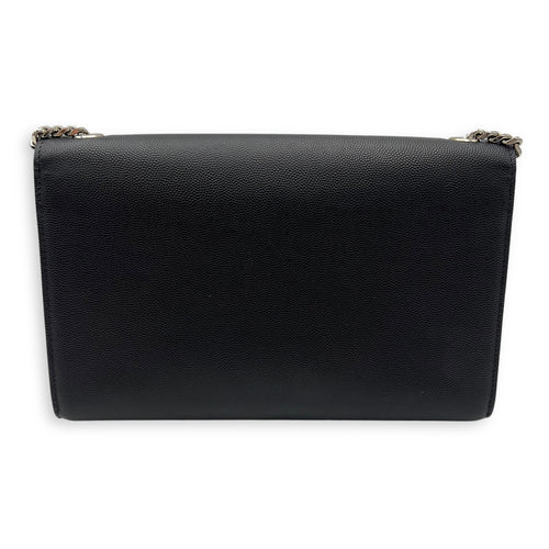 Saint Laurent Kate Crossbody Bag Black in Calfskin, Silver hardware_2