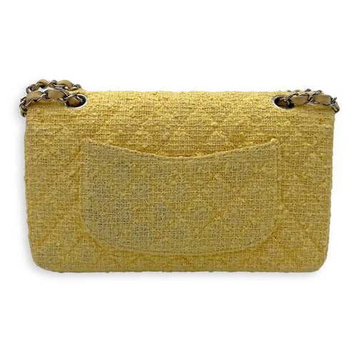 Chanel Classic Shoulder Bag Yellow in Tweed, Silver hardware_2