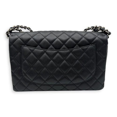 Chanel Classic Shoulder Bag Jumbo Black in Caviar Leather, Silver hardware_2