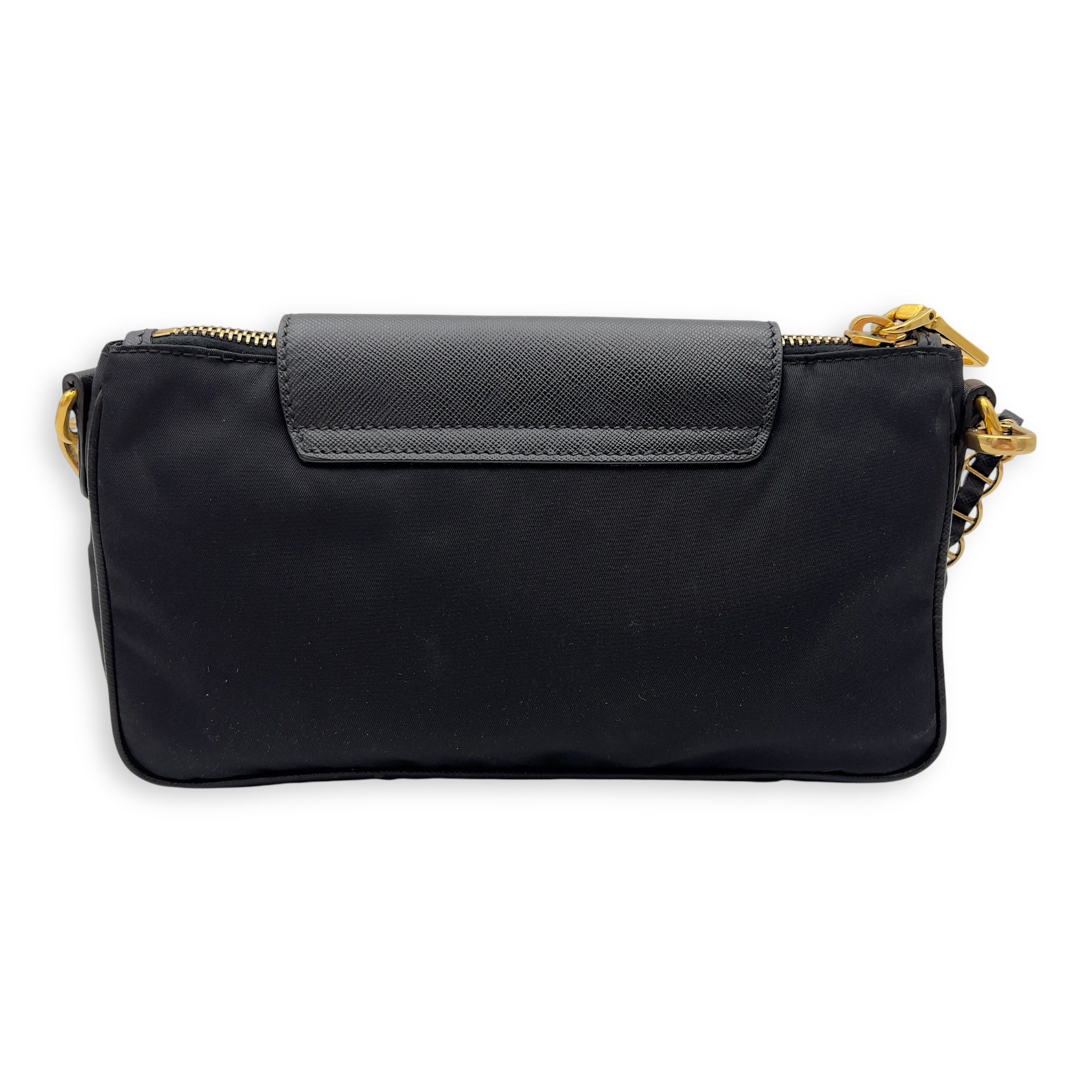 Prada Tessuto Crossbody Bag Small Black in Nylon, Gold hardware_2