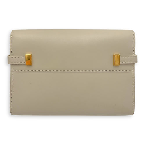 Saint Laurent Manhattan Shoulder Bag White in Calfskin, Gold hardware_2