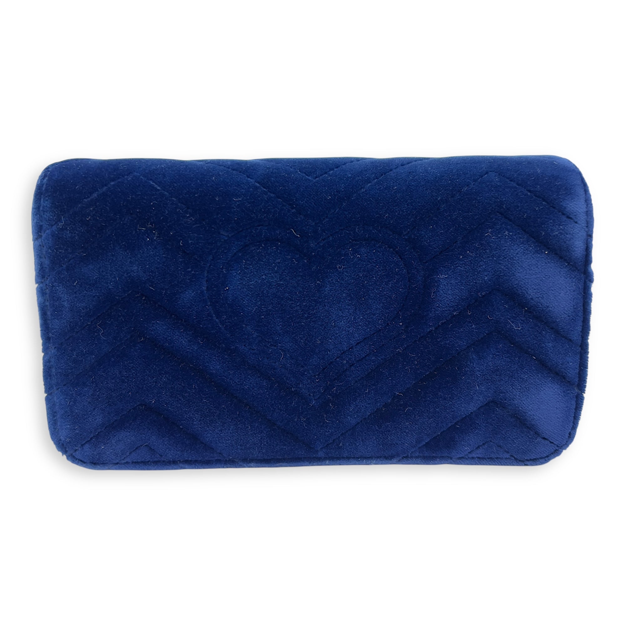 Gucci GG Marmont Mini Blue Crossbody Bag in Velvet, Gold hardware_2