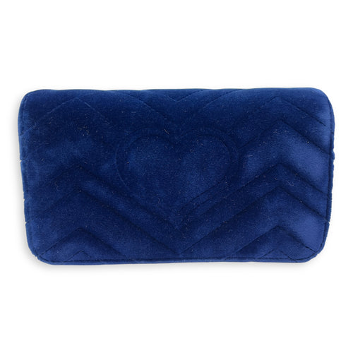 Gucci GG Marmont Mini Blue Crossbody Bag in Velvet, Gold hardware_2