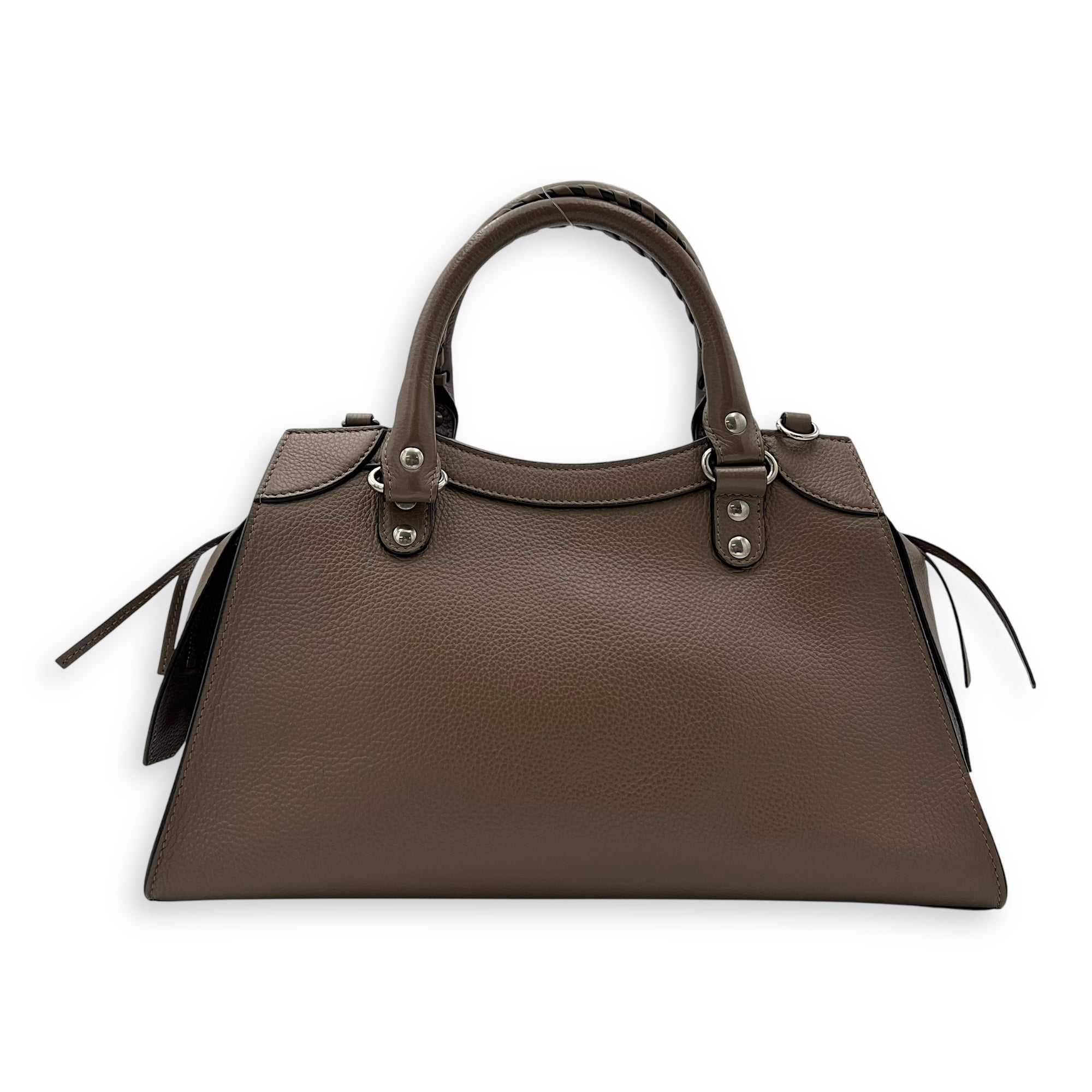 Balenciaga Neo Classic Top Handle Bag Brown in Calfskin, Silver hardware_2