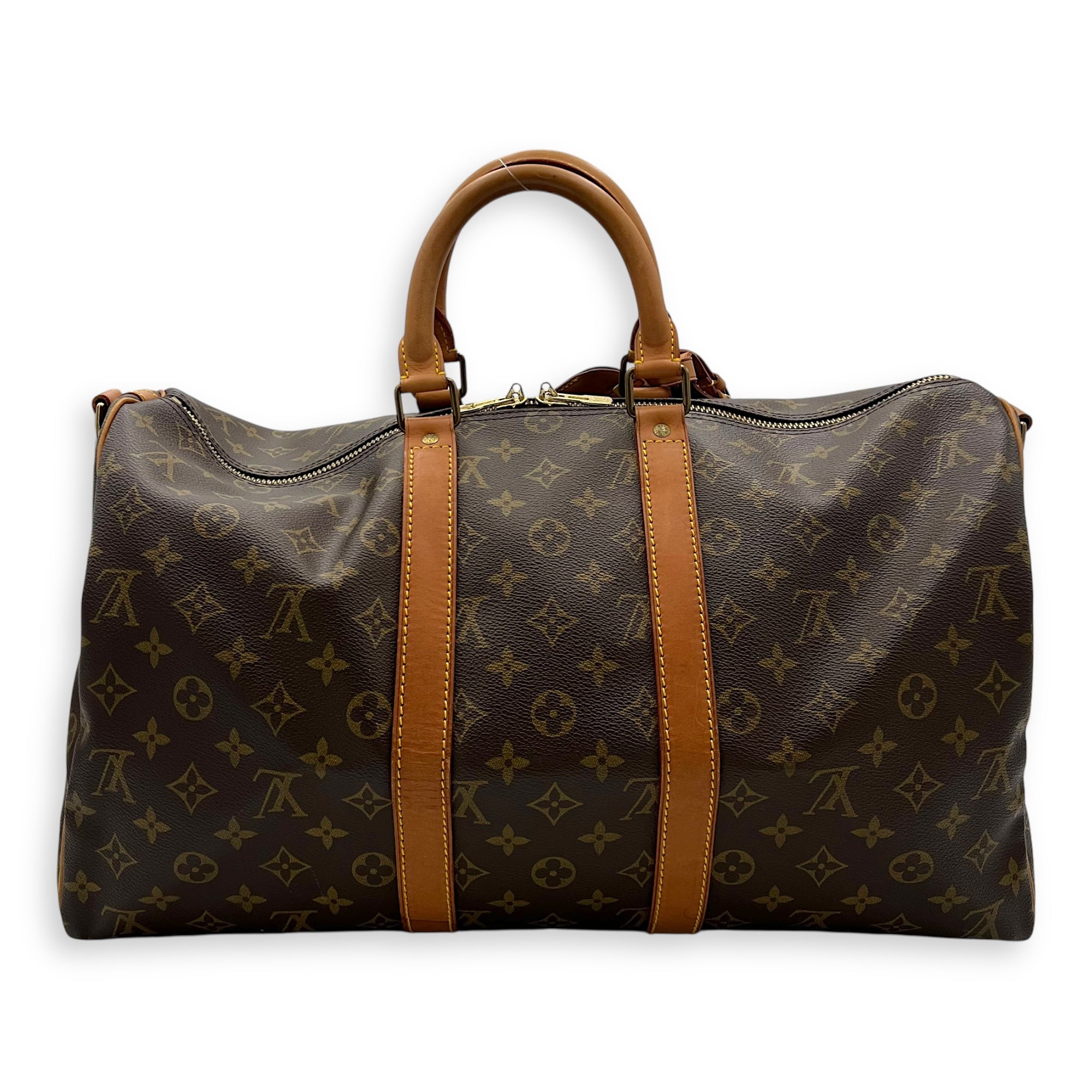 Louis Vuitton Keepall Top Handle Bag 45 Brown in Monogram Coated Canvas, Gold hardware_2