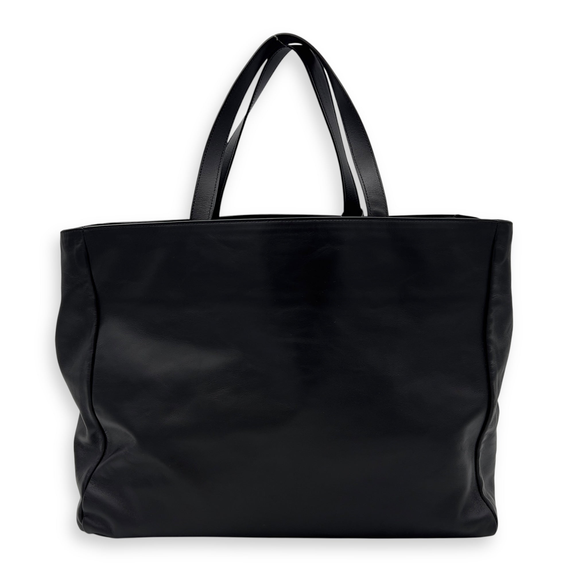 Saint Laurent Shopper Black Tote Bag in Calfskin, Gold hardware_2