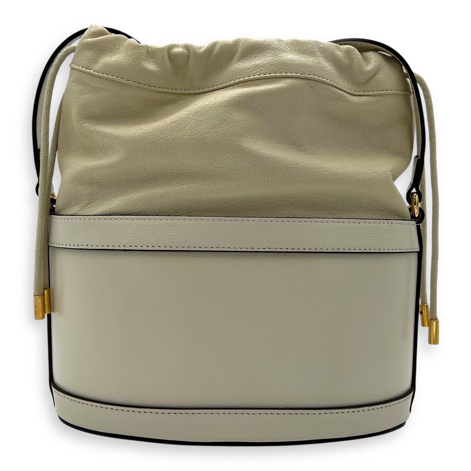 Gucci Horsebit 1955 White Bucket Bag in Calfskin, Gold hardware_2