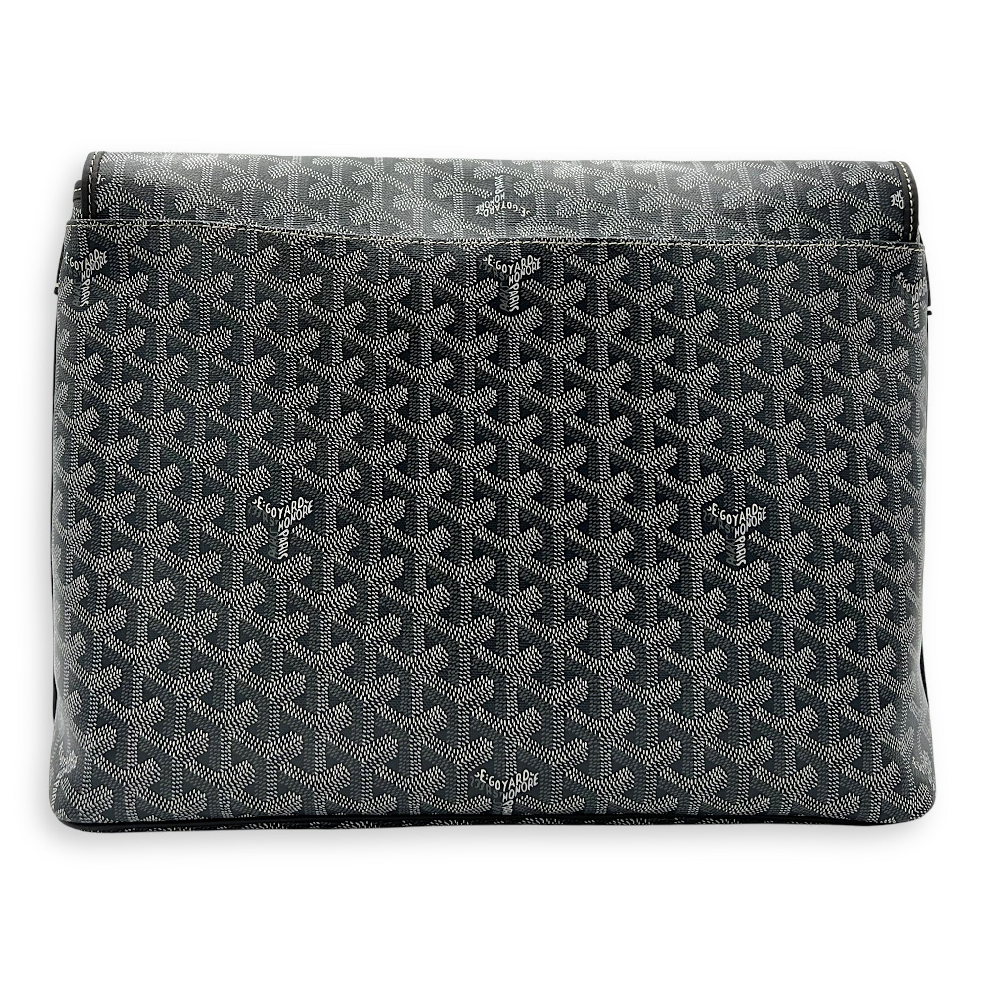 Goyard Capetien MM Grey Shoulder Bag in Coated Canvas, Silver hardware_2