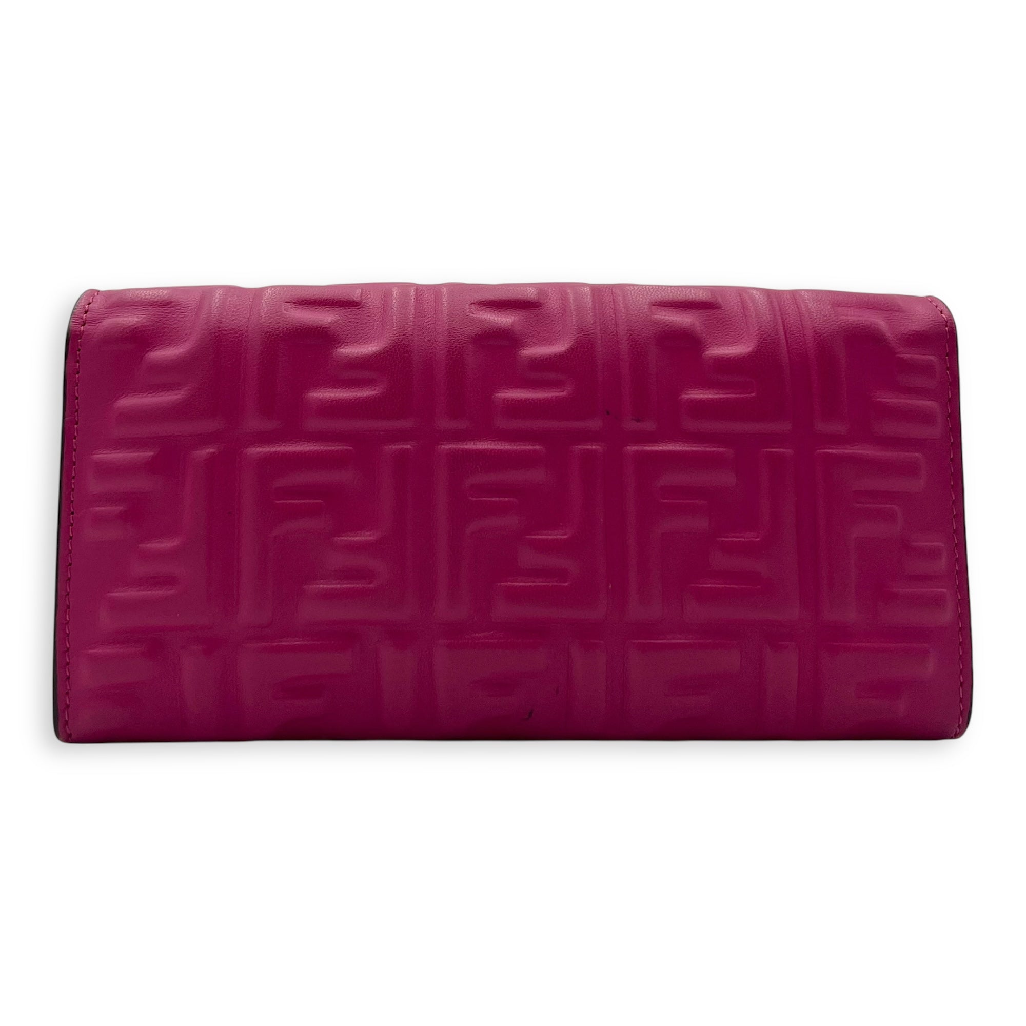 Fendi Baguette Wallet On Chain Pink in Calfskin, Gold hardware_2