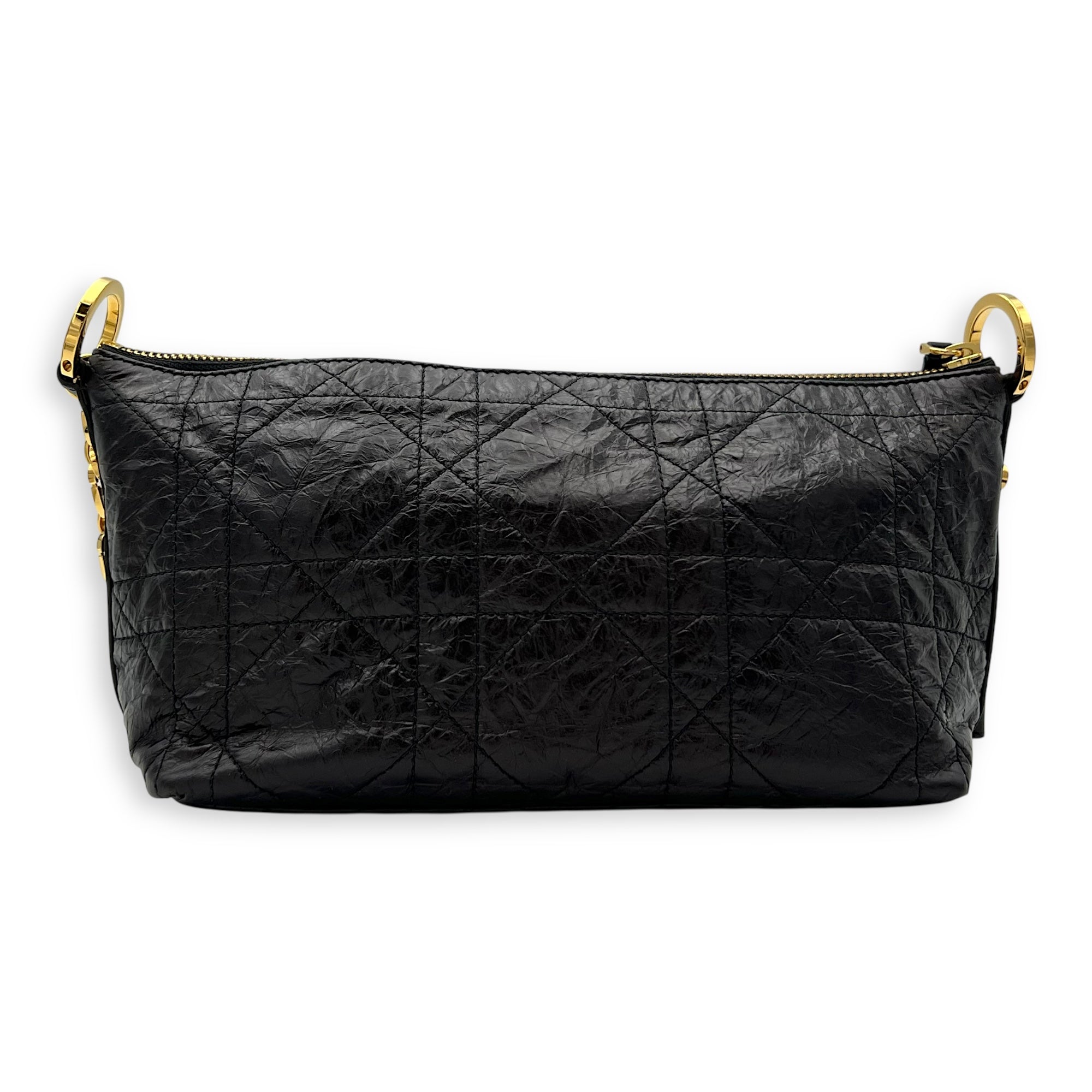Christian Dior Hobostar Shoulder Bag Black in Calfskin, Gold hardware_2