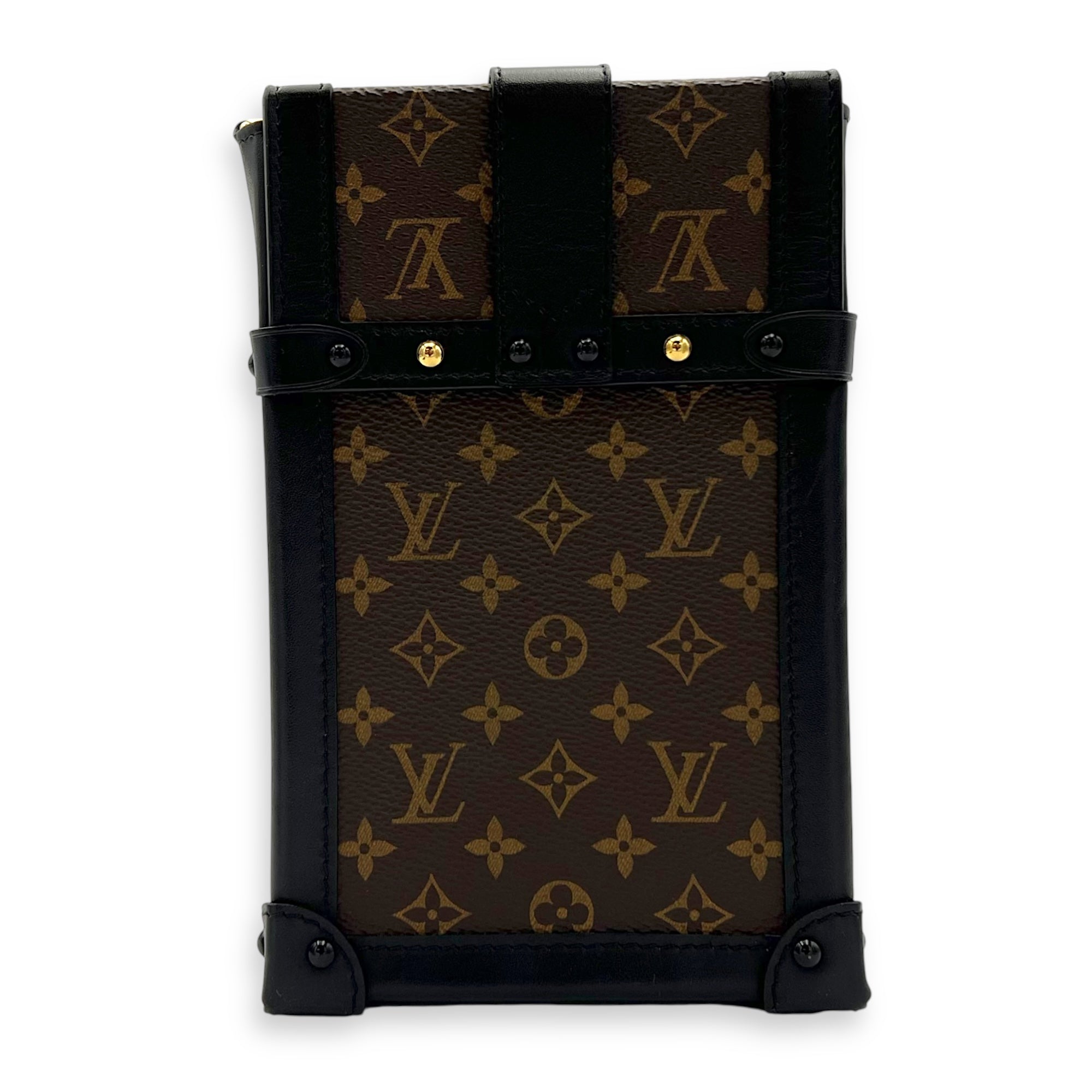 Louis Vuitton Vertical Trunk Brown Crossbody Bag in Monogram Coated Canvas, Gold hardware_2
