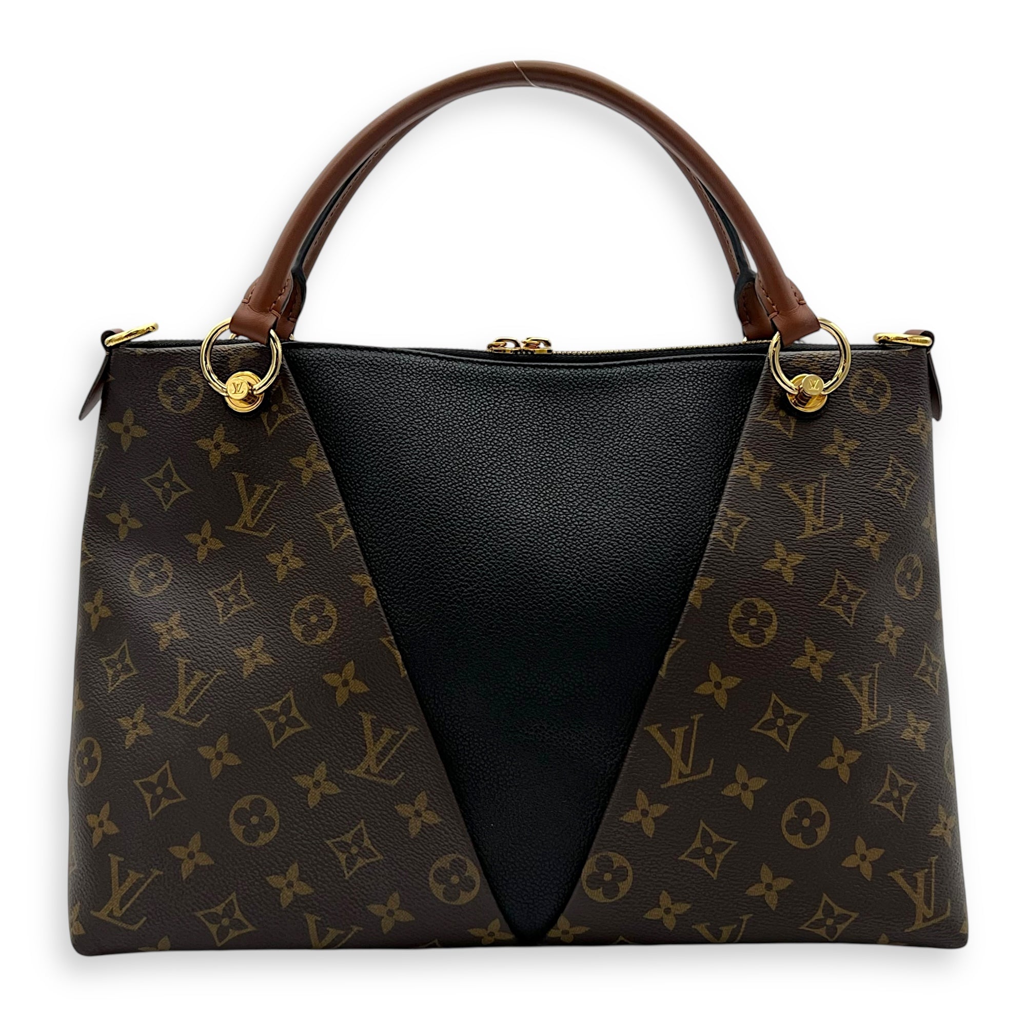 Louis Vuitton V MM Brown Top Handle Bag in Monogram Coated Canvas, Gold hardware_2