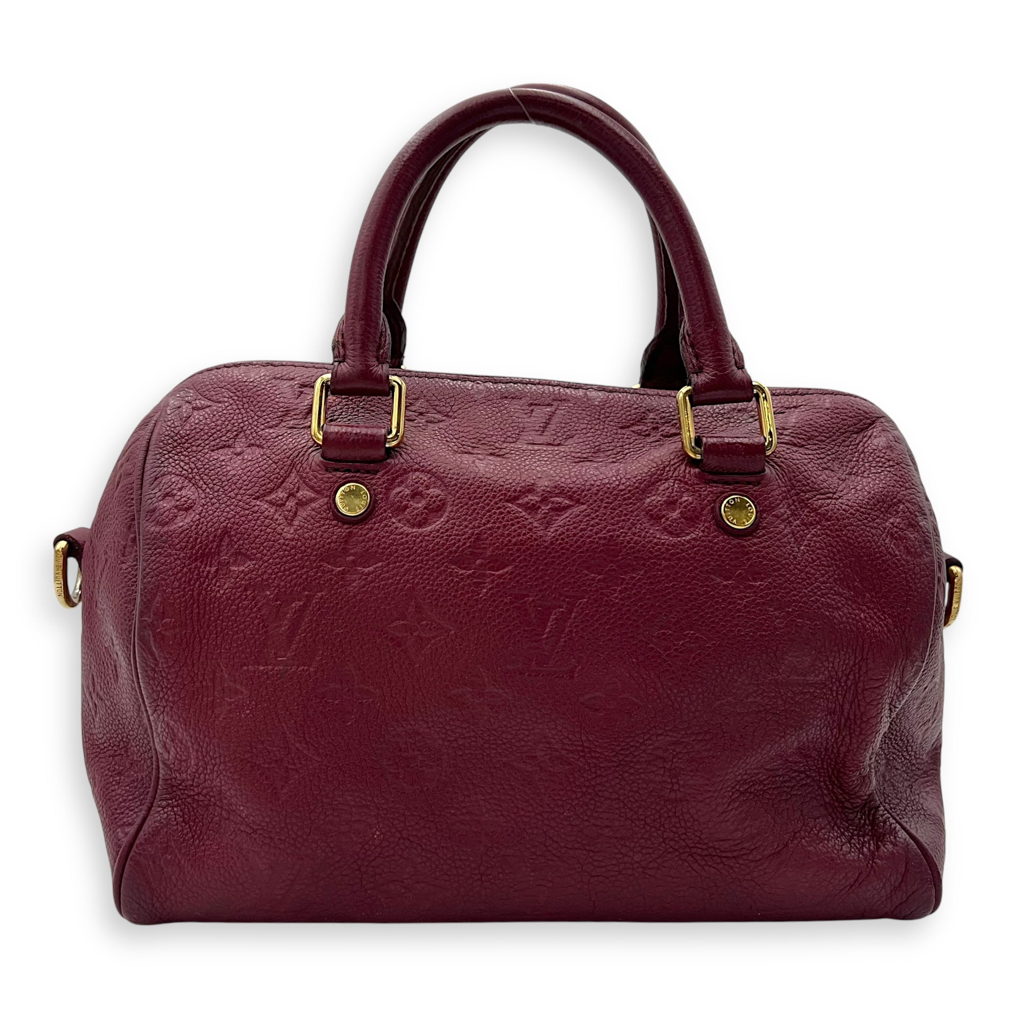 Louis Vuitton Speedy Bandouliere Top Handle Bag 25 Red in Empreinte Leather, Gold hardware_2