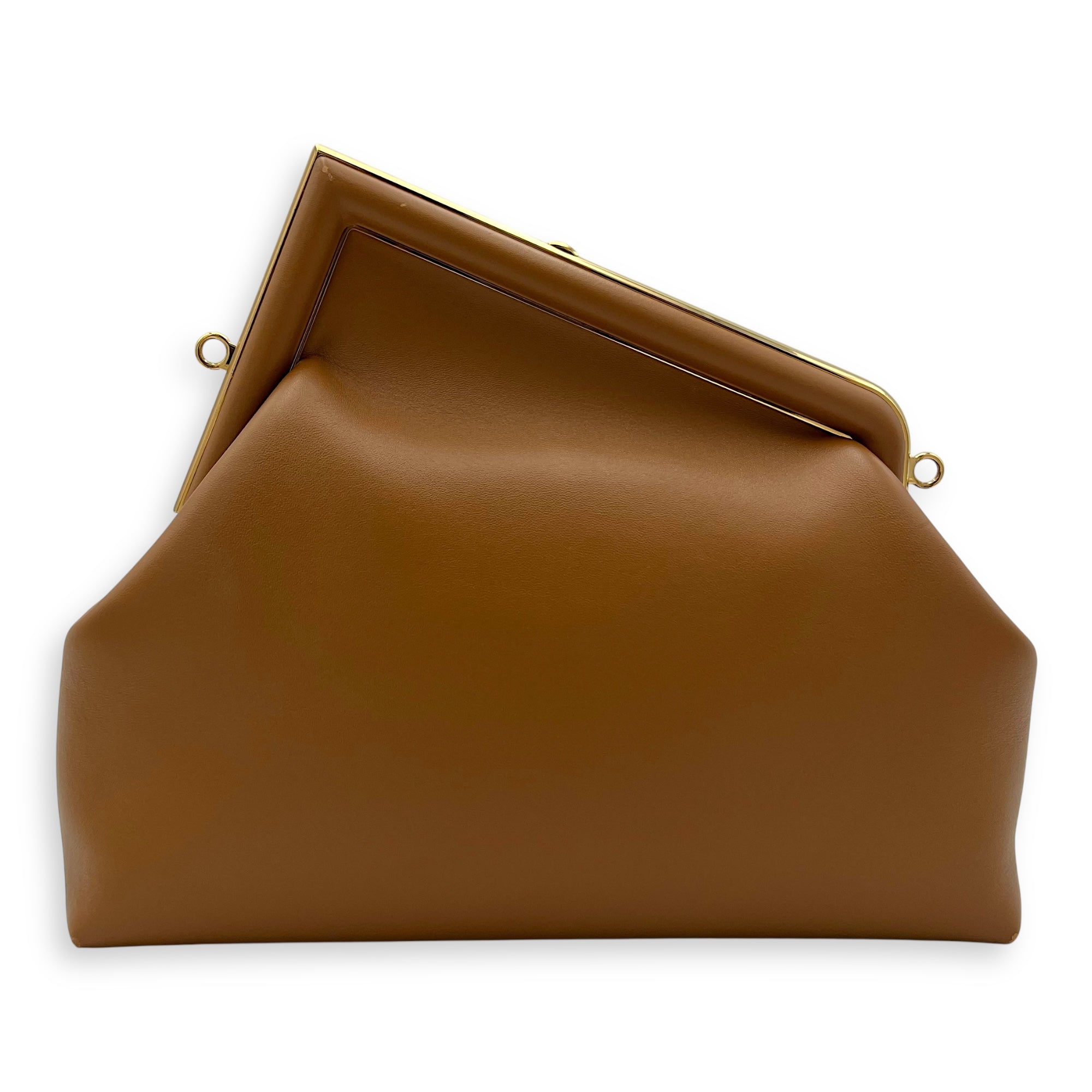 Fendi First Clutch Brown in Calfskin, Gold hardware_2