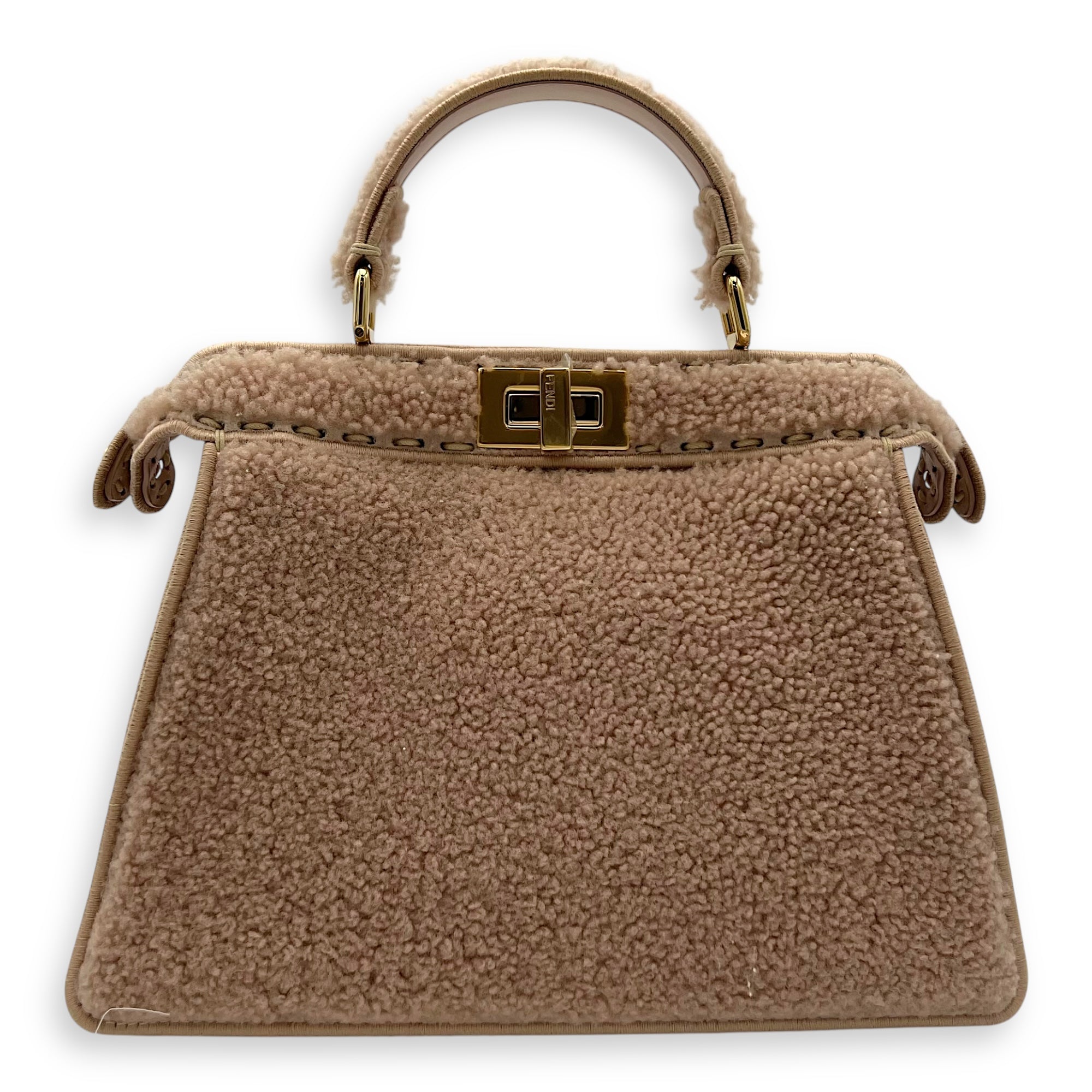Fendi Iseeu Top Handle Bag Pink in Wool, Gold hardware_2
