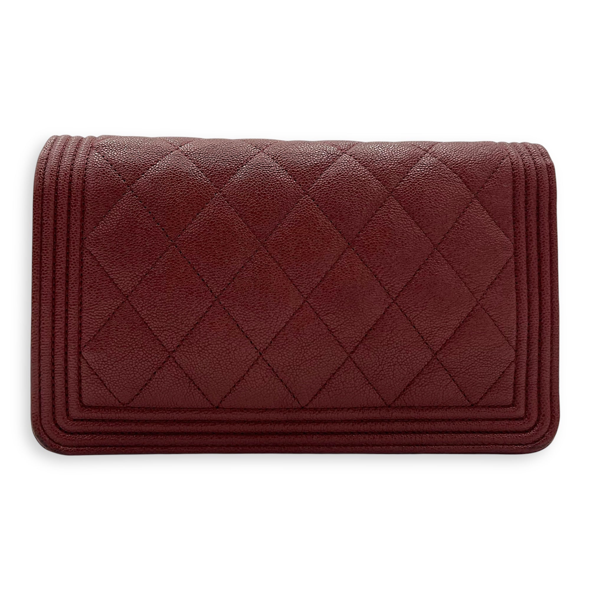 Chanel Boy Wallet On Chain Red in Caviar Leather, Gold hardware_2
