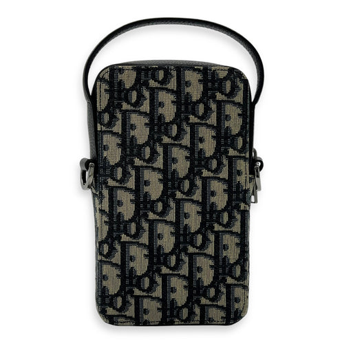 Christian Dior Oblique Crossbody Bag Blue in Jacquard, Silver hardware_2